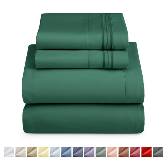 Nestl California King Sheet Sets, 1800 Series Deep Pocket 4 Piece, Luxury Soft Microfiber Bed Sheet Sets, HUNTER GREEN