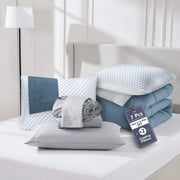 Virtu California King Size Comforter Set 9 Piece Reversible Comforter Set California King Bed in a Bag California King All Season, California King Bed In A Bag With 2 Memory Foam Pillows, Stone Blue