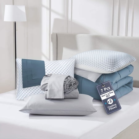 LammaLoe California King Size Comforter Set 9 Piece Reversible Comforter Set California King Bed in a Bag California King All Season, California King Bed In A Bag With 2 Memory Foam Pillows