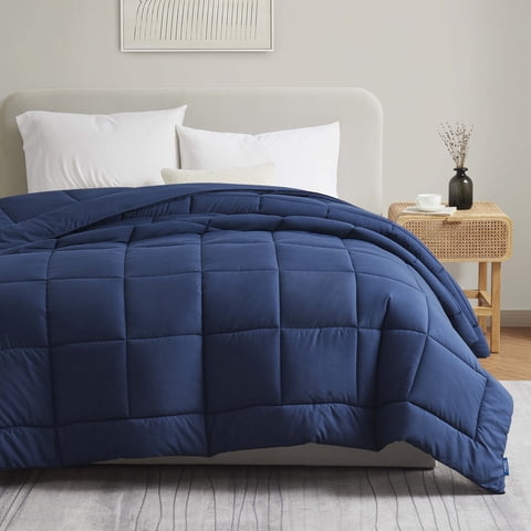 Nestl Full Size Comforter, Quilted Down Alternative Bedding Duvet Insert, Navy