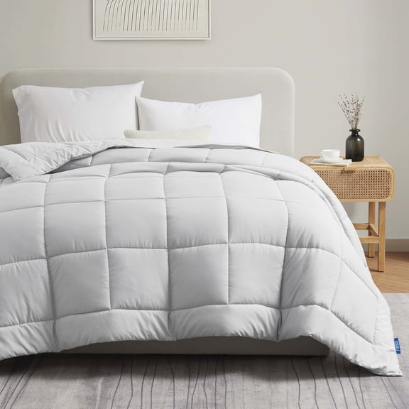 Nestl Oversized King Comforter, Down Alternative Bedding Duvet Insert, Light Gray