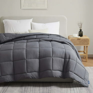 Nestl Gray Comforter, Quilted Down Alternative Bedding Duvet Insert, Queen