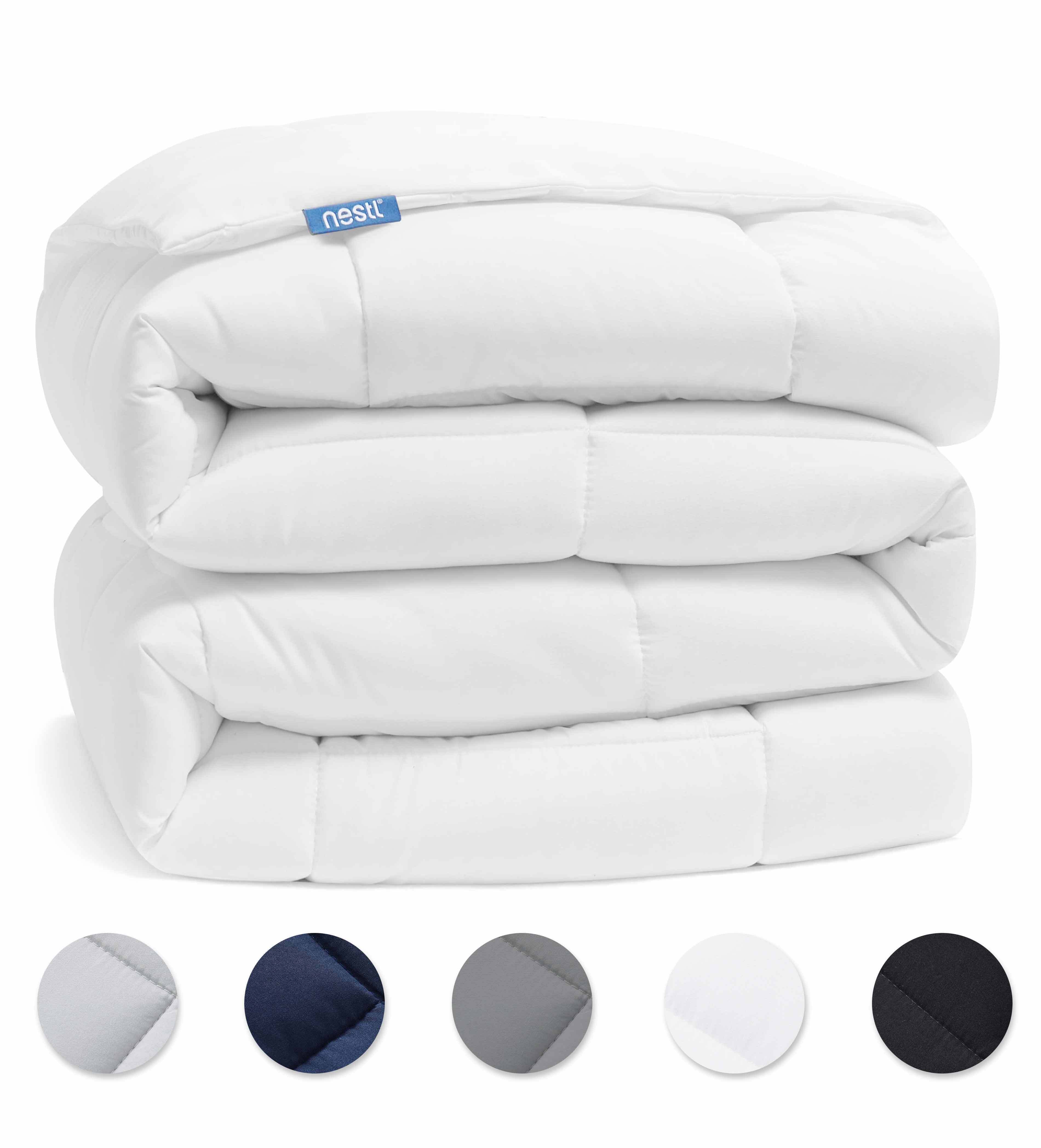 SLEEPBELLA King Comforter Set, Soft Microfiber All Season Comforter, White Printed with Black