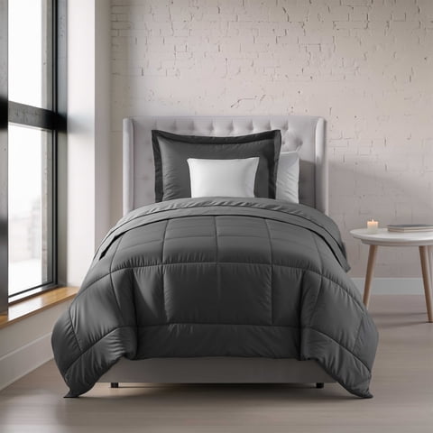 Nestl Twin Xl Comforter, Quilted Down Alternative Bedding Duvet Insert, Gray