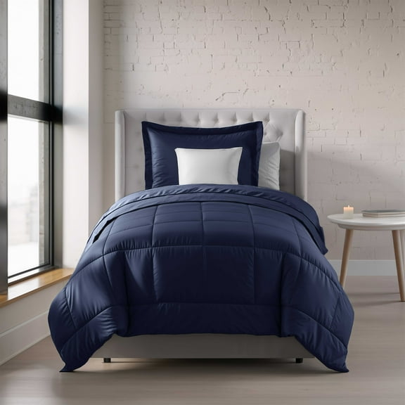 Nestl Twin Xl Comforter, Quilted Down Alternative Bedding Duvet Insert, Navy