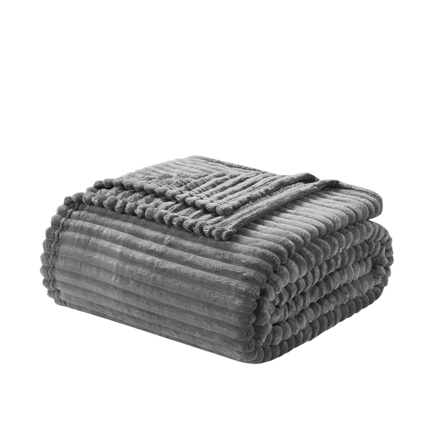 Nestl Cut Plush Fleece Blanket, Soft Lightweight Fuzzy Luxury Queen Size Bed Blankets for Bed, Queen, Gray
