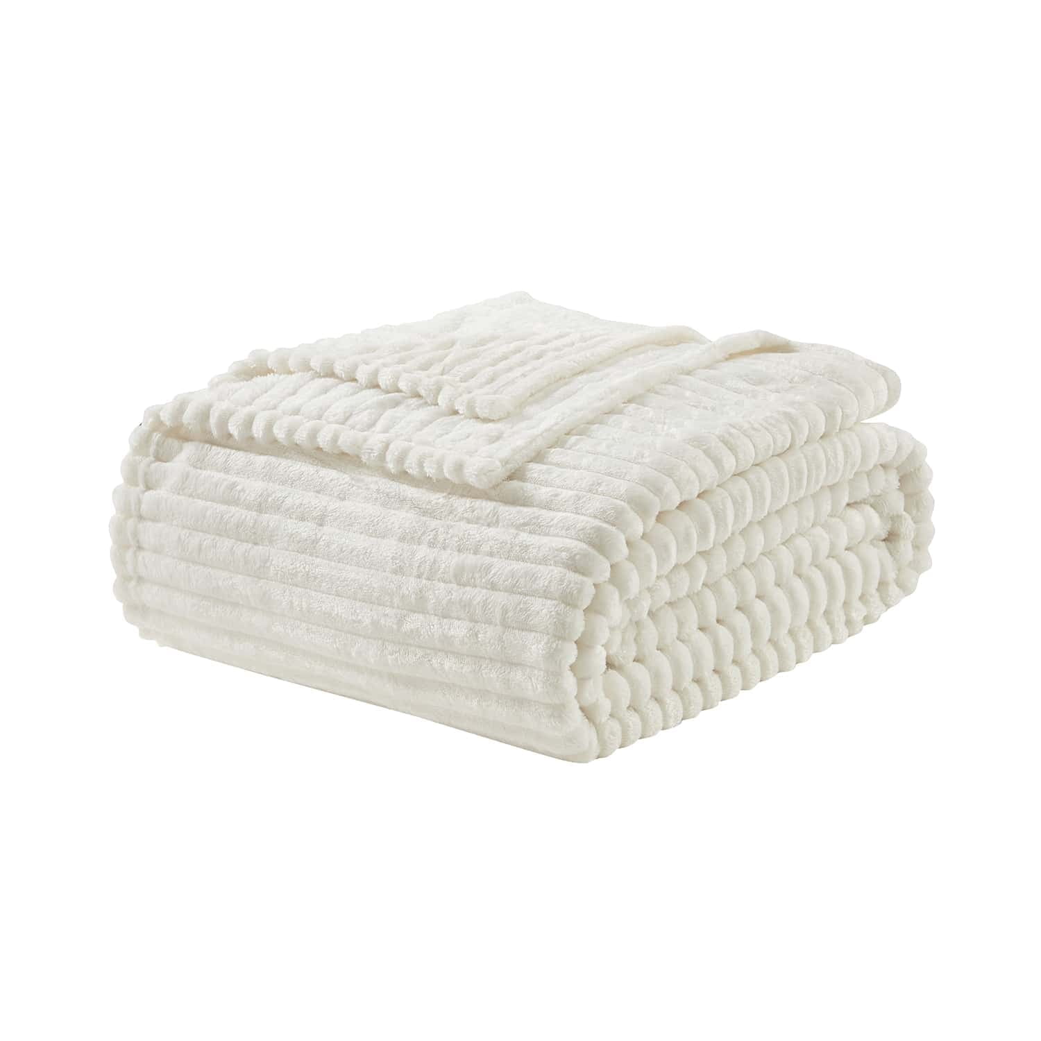 Nestl Cut Plush Fleece Blanket, Soft Lightweight Fuzzy Luxury Queen Size Bed Blankets for Bed, Queen, White