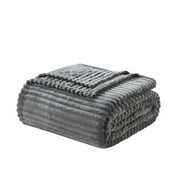 Nestl Cut Plush Fleece Blanket, Soft Lightweight Fuzzy Luxury Throw Size Bed Blankets for Bed, Throw, Gray