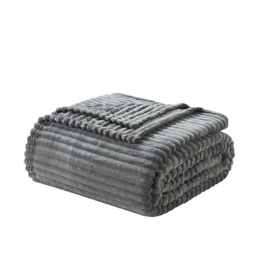 Nestl Cut Plush Fleece Blanket, Soft Lightweight Fuzzy Luxury Throw Size Bed Blankets for Bed, Throw, Gray