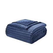 Nestl Cut Plush Fleece Blanket, Soft Lightweight Fuzzy Luxury Throw Size Bed Blankets for Bed, Throw, Navy