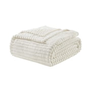 Nestl Cut Plush Fleece Blanket, Soft Lightweight Fuzzy Luxury Throw Size Bed Blankets for Bed, Throw, White