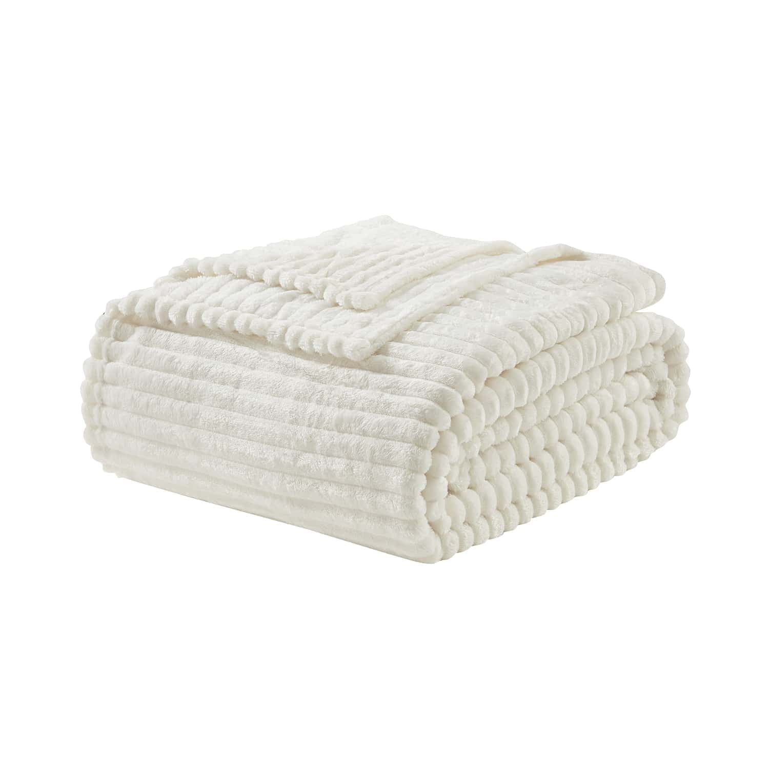 Nestl Cut Plush Fleece Blanket, Soft Lightweight Fuzzy Luxury Throw Size Bed Blankets for Bed, Throw, White