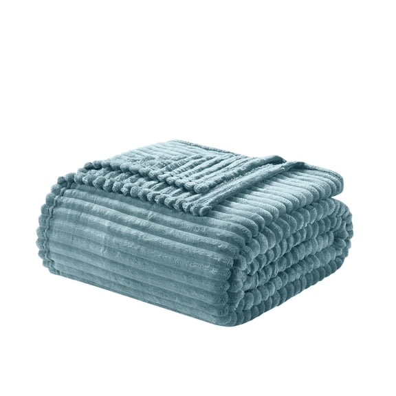 Nestl Cut Plush Fleece Blanket, Soft Lightweight Fuzzy Luxury Twin Size Bed Blankets for Bed, Twin, Stone Blue