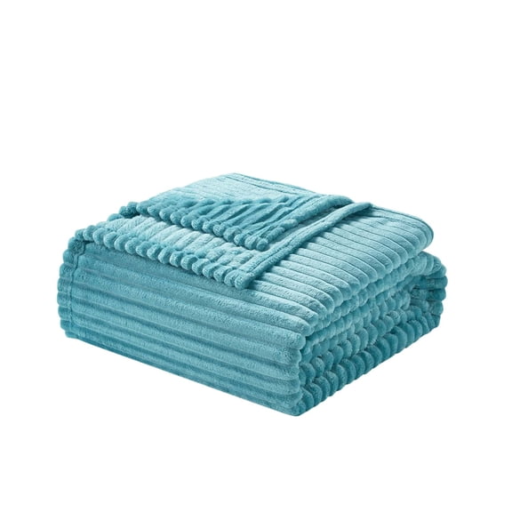 Nestl Cut Plush Fleece Blanket, Soft Lightweight Fuzzy Luxury Twin Size Bed Blankets for Bed, Twin, Teal