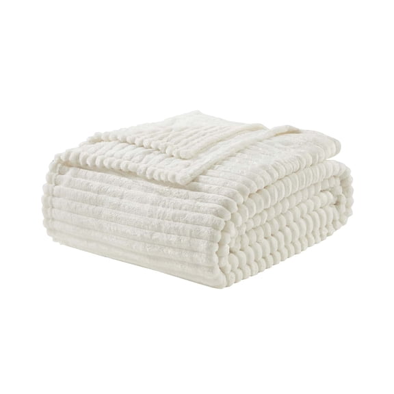 Nestl Cut Plush Fleece Blanket, Soft Lightweight Fuzzy Luxury Twin Size Bed Blankets for Bed, Twin, White