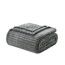 Nestl Cut Plush Fleece Throw Blanket, Soft Lightweight Fuzzy Luxury Blankets for Sofa Couch, Throw 50" x 60", Gray