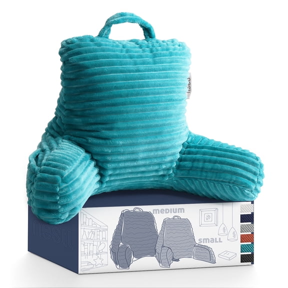Nestl Reading Pillow for Kids & Teens, Small Backrest Pillow with Arms, Shredded Memory Foam Bed Rest Pillow, Teal
