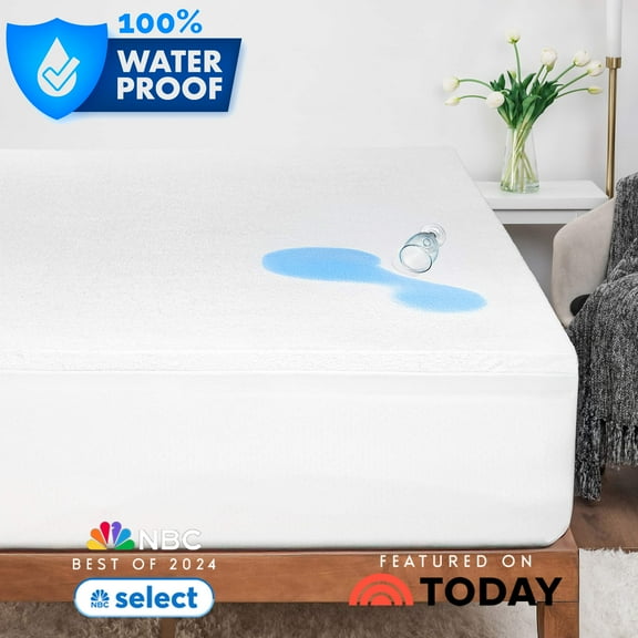 Nestl Deep Pocket 100% Waterproof Mattress Protector King, Cotton Terry Bed Cover, Mattress Cover Fits Mattresses Up to 21 inch