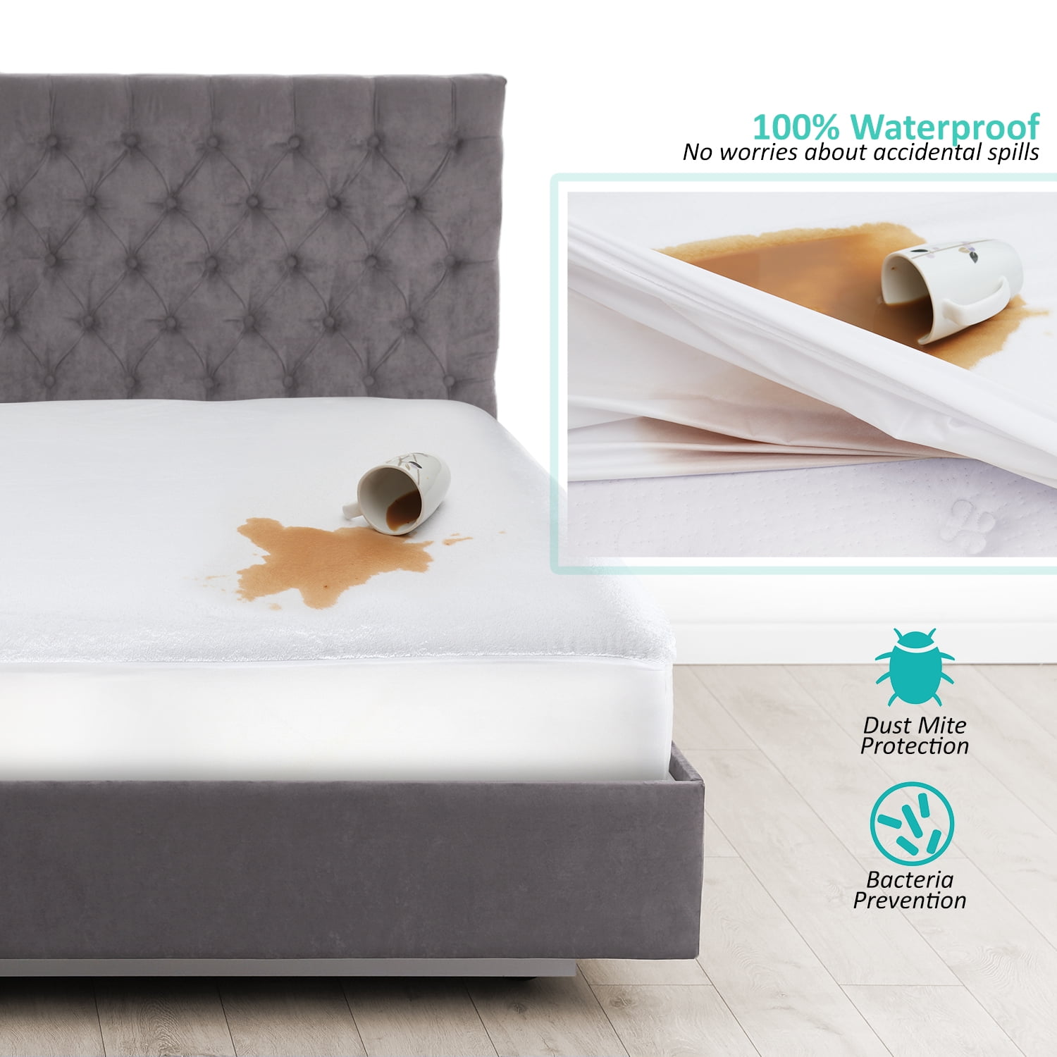 Doqu Home Cooler and Stress-Free Mattress Protector Waterproof 100%, Size: Queen