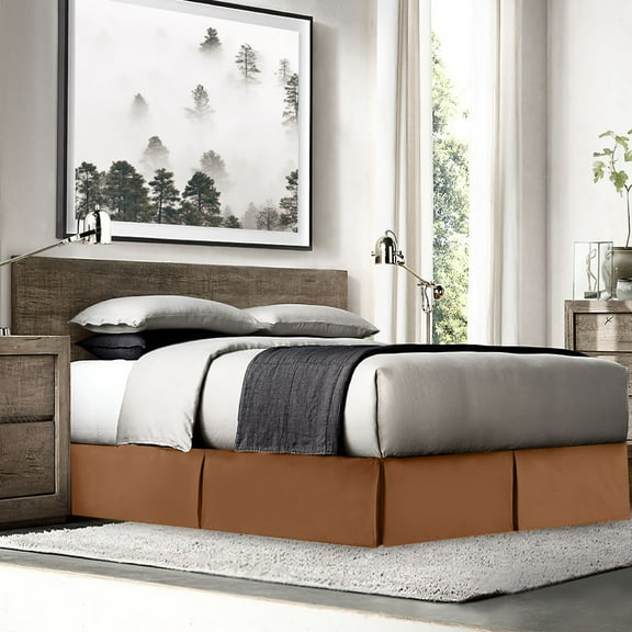 Nestl Easy Fit 14” inch Tailored Drop Pleated Microfiber Bed Skirt Dust Ruffle, California King, Mocha Brown