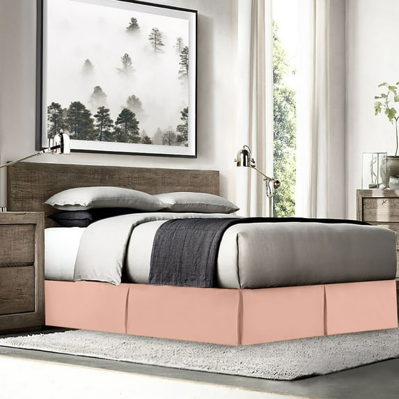 Nestl Easy Fit 14” inch Tailored Drop Pleated Microfiber Bed Skirt Dust Ruffle, Full, Peach