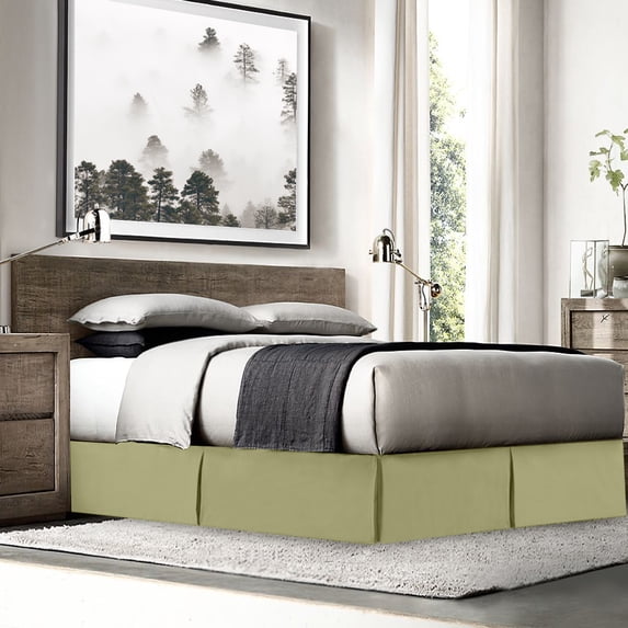 Nestl Easy Fit 14” inch Tailored Drop Pleated Microfiber Bed Skirt Dust Ruffle, Queen, Sage Green
