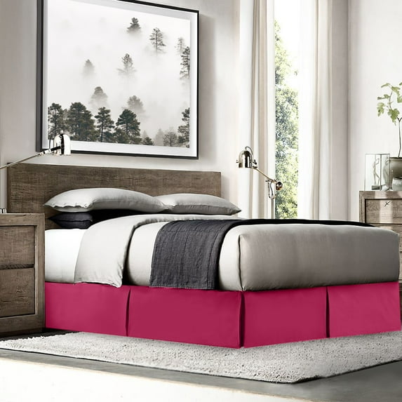 Nestl Easy Fit 14” inch Tailored Drop Pleated Microfiber Bed Skirt Dust Ruffle, Twin, Hot Pink