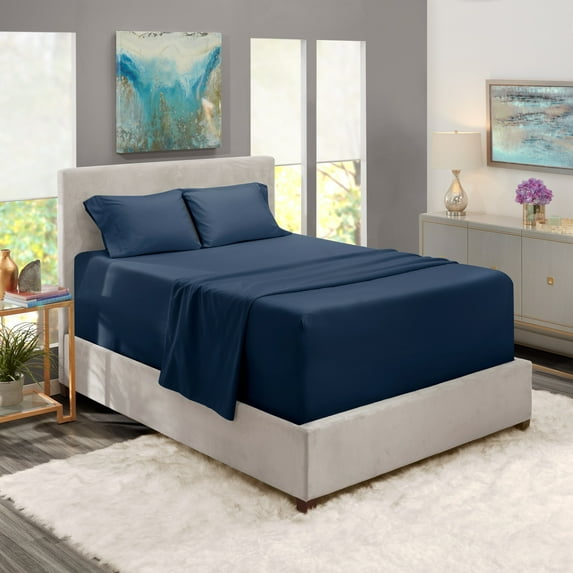 Nestl Extra Deep Pocket Sheet Set Navy Blue Queen