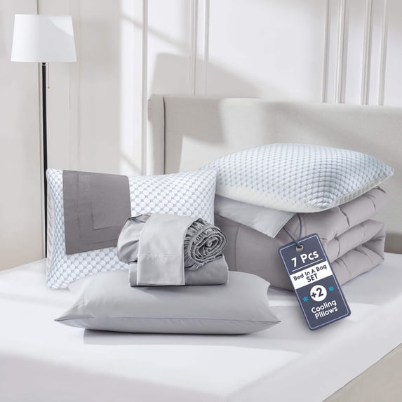 Nestl Full Size Comforter Set 9 Piece Reversible Comforter Set Full Bed in a Bag Full All Season, Full Bed In A Bag With 2 Memory Foam Pillows 