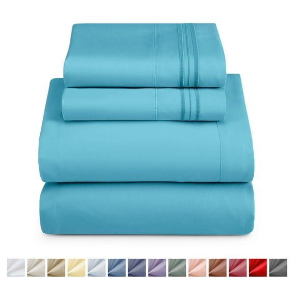 Nestl Full Size Sheet Sets, 1800 Series Deep Pocket 4 Piece, Luxury Soft Microfiber Bed Sheet Sets, BEACH BLUE