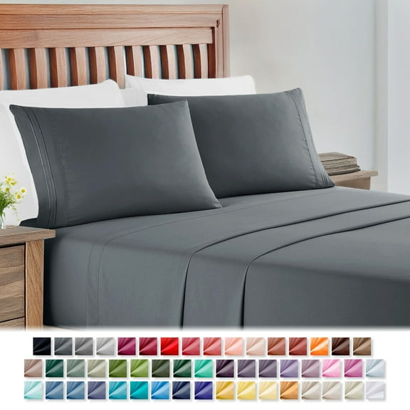 Nestl Deep Pocket Full Size Sheets Set, 1800 Series Bed Sheets Full 4 Piece, Luxury Soft Microfiber Full Sheet Sets, Gray