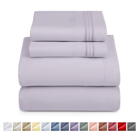 Nestl Full Size Sheet Sets, 1800 Series Deep Pocket 4 Piece, Luxury Soft Microfiber Bed Sheets Full, Light Gray Lavender
