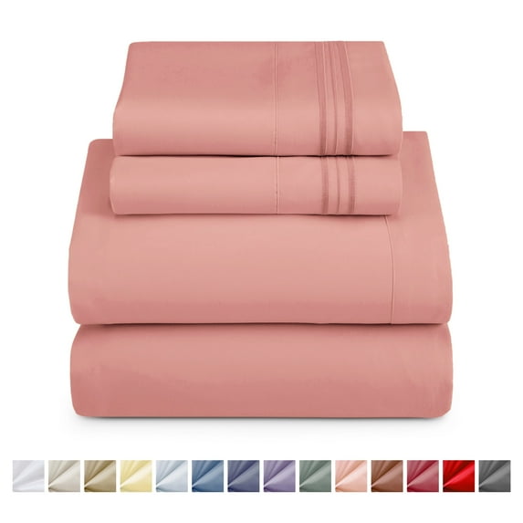 Nestl Full XL Sheets Set, 1800 Series Deep Pocket Bed Sheets Full XL 4 Piece, Luxury Soft Microfiber Full XL Sheets Sets, Misty Rose