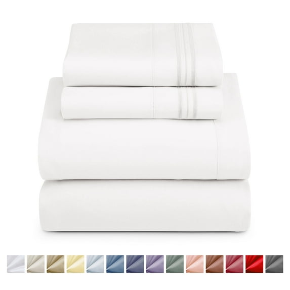Nestl Full XL Size Sheet Sets, 1800 Series Deep Pocket 4 Piece, Luxury Soft Microfiber Bed Sheet Sets, WHITE