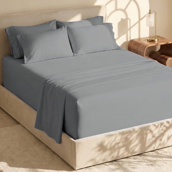 Nestl Extra Deep Pocket Queen Sheets - 6 Piece Soft Microfiber Bed Sheets Set Fits 18"-24" Mattresses, Grey