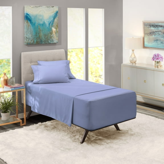 Clara Clark Hotel Luxury Soft Microfiber Extra Deep Pocket 4 Piece Bed Sheets Set, Fits 18"-24", Kids Bedding, Twin, Steel Blue