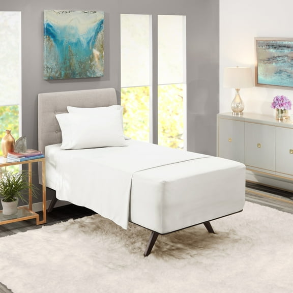 Nestl Extra Deep Pocket Twin Sheets - 4 Piece Soft Microfiber Bed Sheets Set Fits 18"-24" Mattresses, White