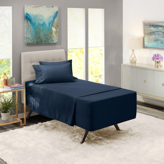 Nestl Extra Deep Pocket Twin XL Sheets - 4 Piece Soft Microfiber Bed Sheets Set Fits 18"-24" Mattresses, Navy Blue