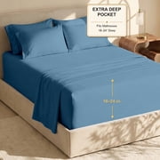 Nestl Extra Deep Pocket Queen Sheets - 6 Piece Soft Microfiber Bed Sheets Set Fits 18-24 Mattresses, Blue Heaven