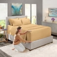 thumbnail image 1 of Nestl Extra Deep Pocket Queen Sheets - 6 Piece Soft Microfiber Bed Sheets Set Fits 18"-24" Mattresses, Camel Gold, 1 of 8
