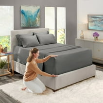 Nestl Hotel Luxury Soft Microfiber Extra Deep Pocket 6 Piece Bed Sheets Set, Fits 18"-24", Queen, Dark Gray