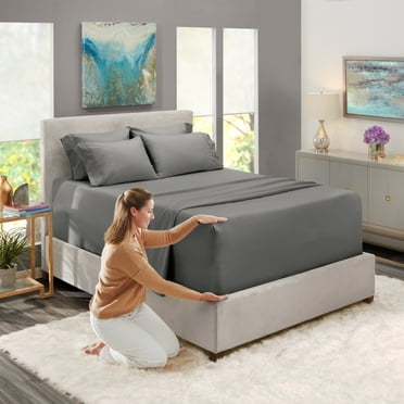 Clara Clark Queen Sheets Hotel Luxury Soft Microfiber Extra Deep Pocket 6 Piece Bed Sheets Set, Fits 18"-24", Queen, Dark Gray