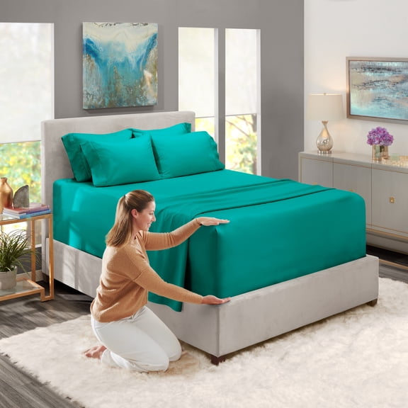 Nestl Extra Deep Pocket Queen Sheets - 6 Piece Soft Microfiber Bed Sheets Set Fits 18"-24" Mattresses, Teal