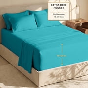 Nestl Extra Deep Pocket Queen Sheets - 6 Piece Soft Microfiber Bed Sheets Set Fits 18"-24" Mattresses, Teal