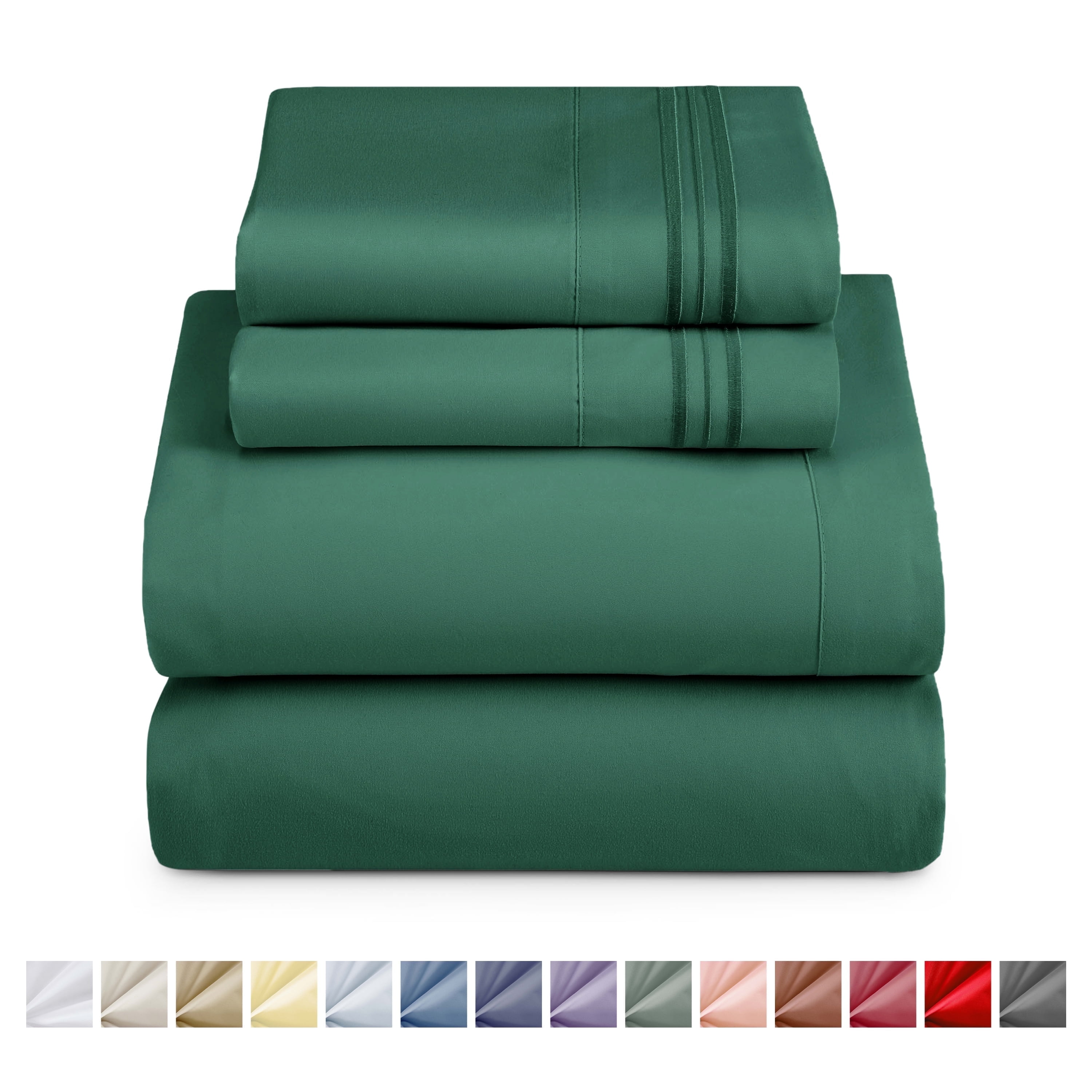 Nestl King Sheets Set, 1800 Series Deep Pocket Bed Sheets King 4 Piece, Luxury Soft Microfiber King Size Sheets, Hunter Green