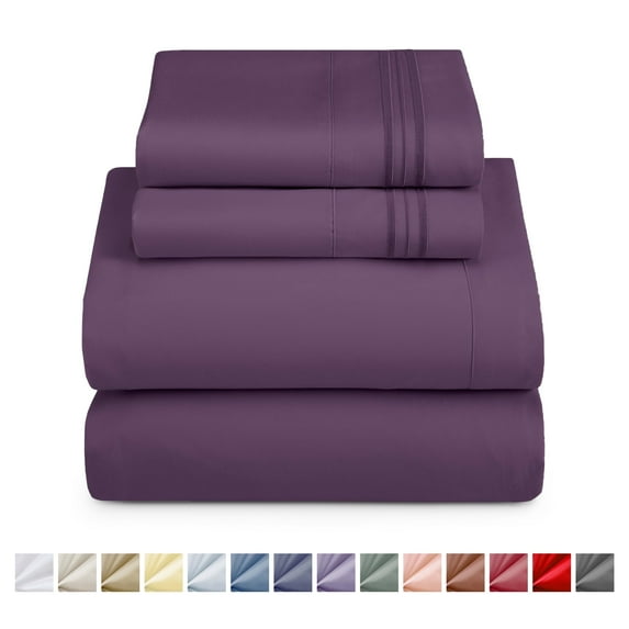 Nestl King Sheets Set, 1800 Series Deep Pocket Bed Sheets King 4 Piece, Luxury Soft Microfiber King Size Sheets, Purple Eggplant