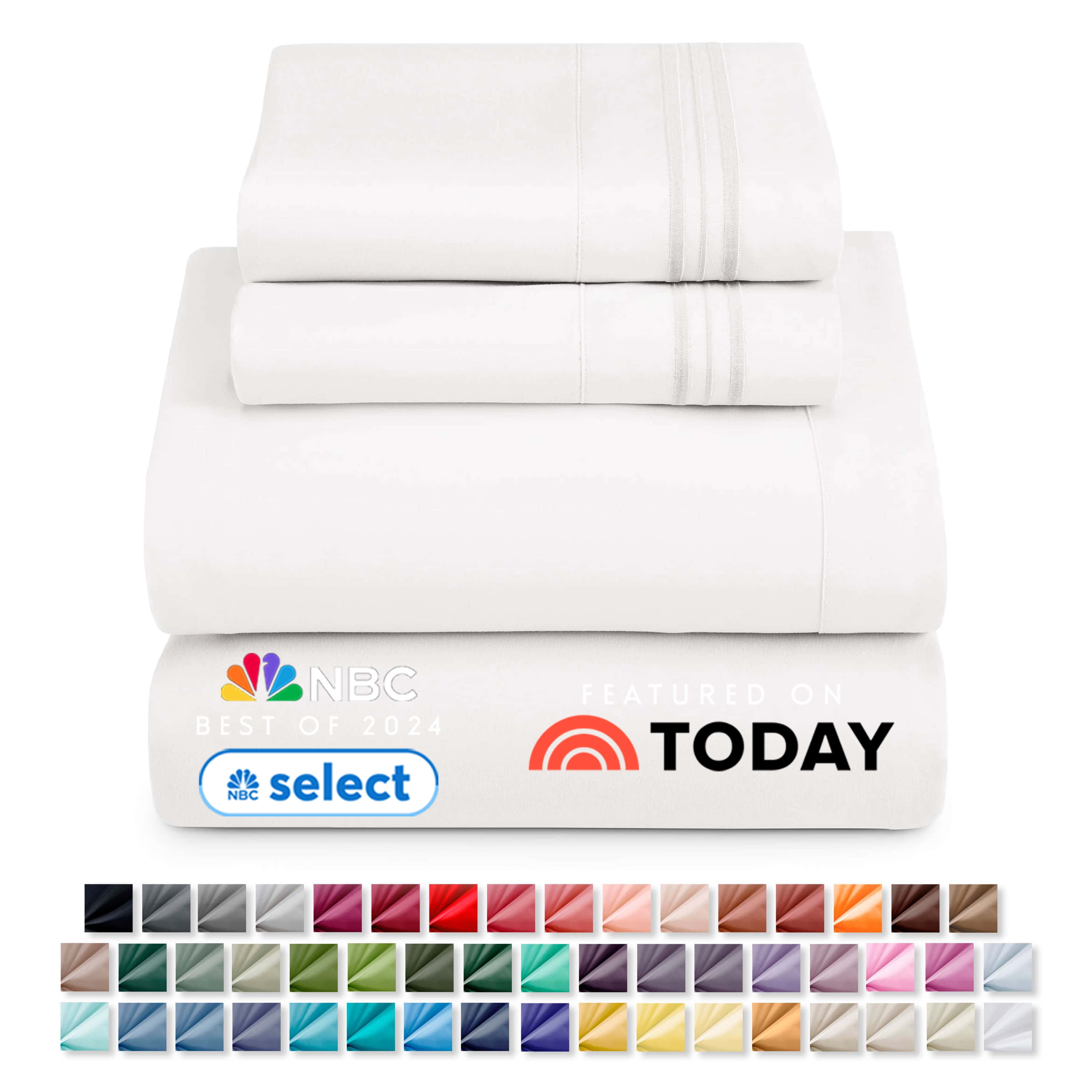 Nestl King Sheets Set, 1800 Series Deep Pocket Bed Sheets King 4 Piece, Luxury Soft Microfiber King Size Sheets, White
