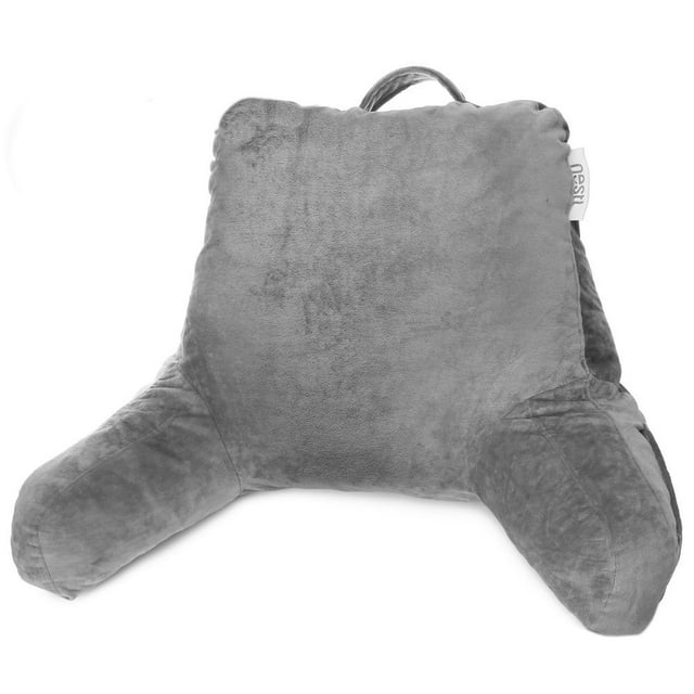 Nestl Memory Foam Reading Lounger Backrest Pillow with Arms Charcoal Stone Gray Small Small
