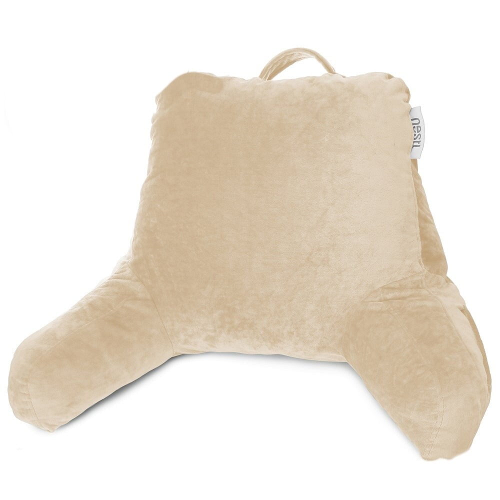 Nestl Memory Foam Reading Pillow with Backrest, Arms and Pockets Beige Cream Small Small