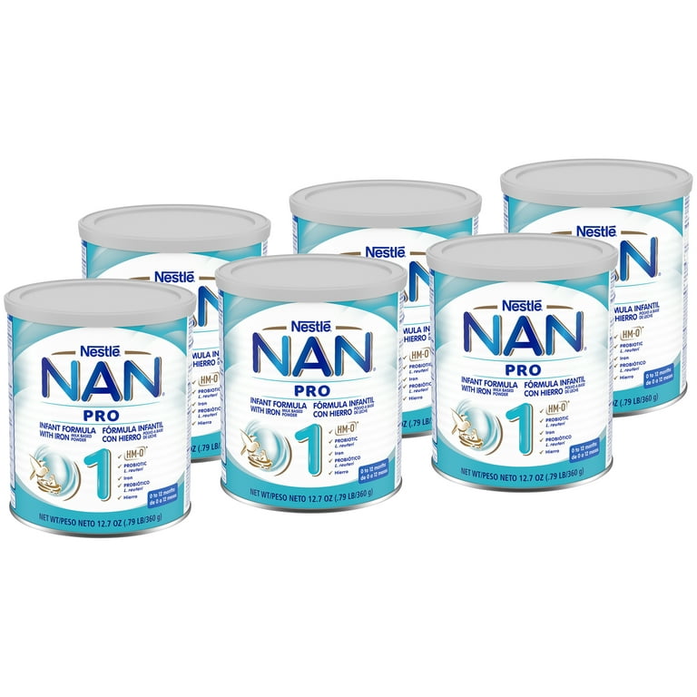 Nestlé NAN Pro 1 Powder Infant Formula, 12.7 oz, Can, (Pack of 6